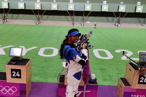 Elavenil Valarivan in a practice session at Tokyo Olympics (Twitter)