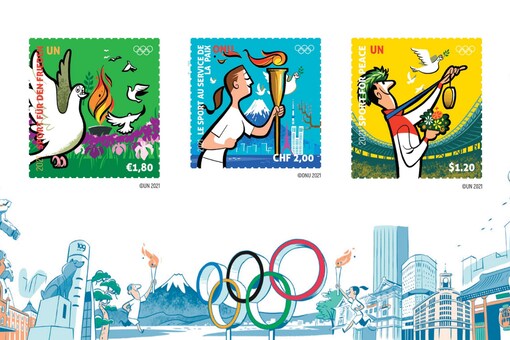 United Nations Postal Administration, in partnership with the IOC and UN created a series of stamps to commemorate the Tokyo Olympics (IOC)