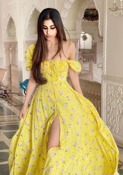 mouni roy yellow gown