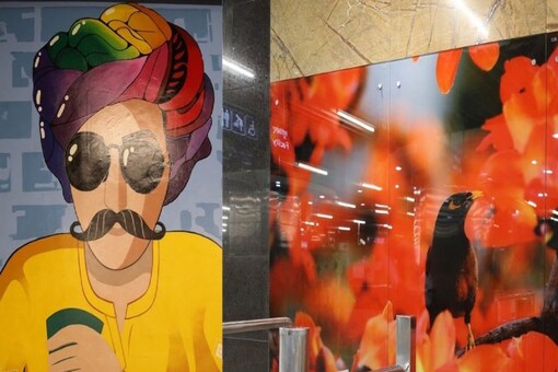 The entire bus corridor is almost a kilometre long and adorned with beautiful artwork. (Image Credit: DMRC/Twitter)