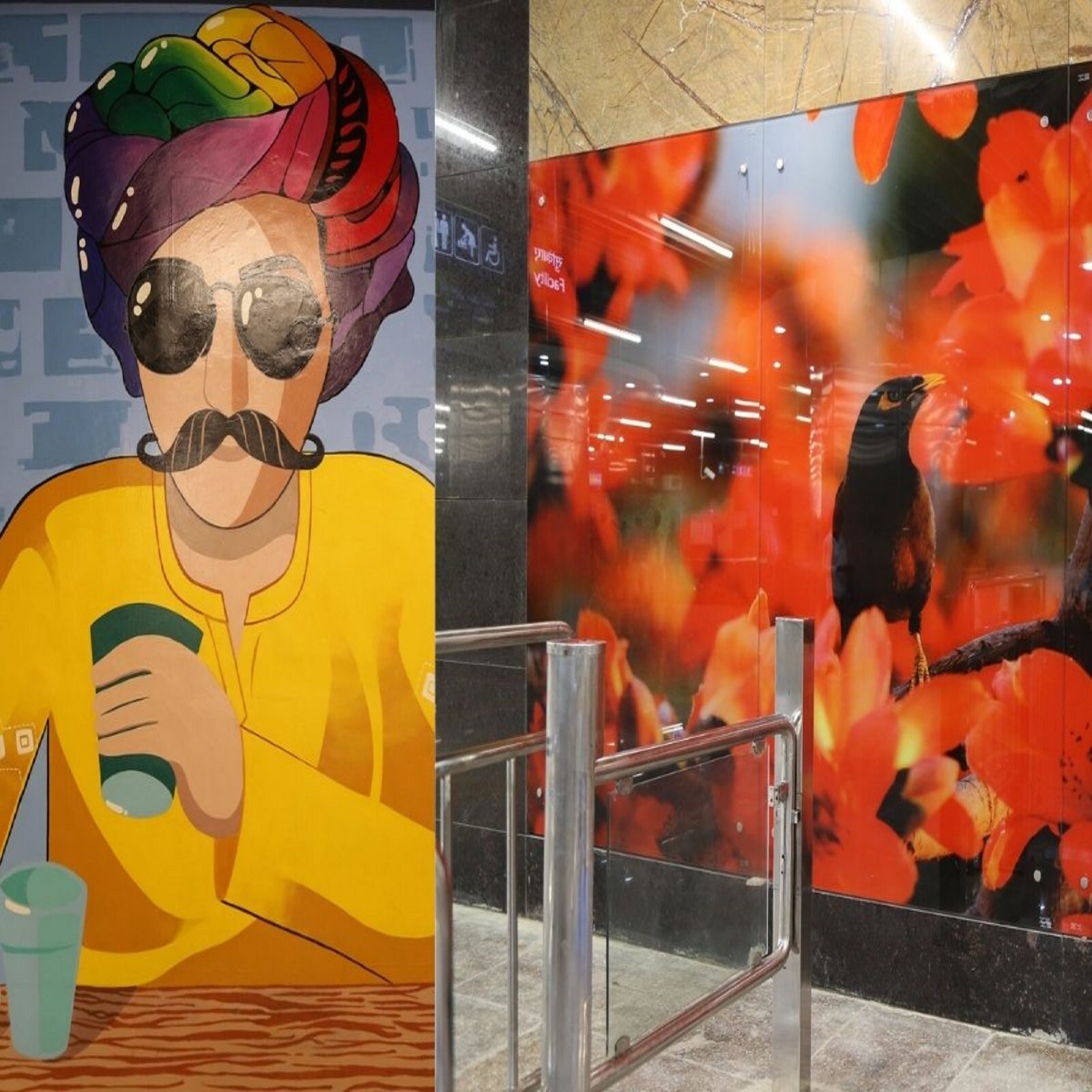 Delhi's Dhamsa Metro Station Decked Up in Local Art Illustrating Culture, Folklore