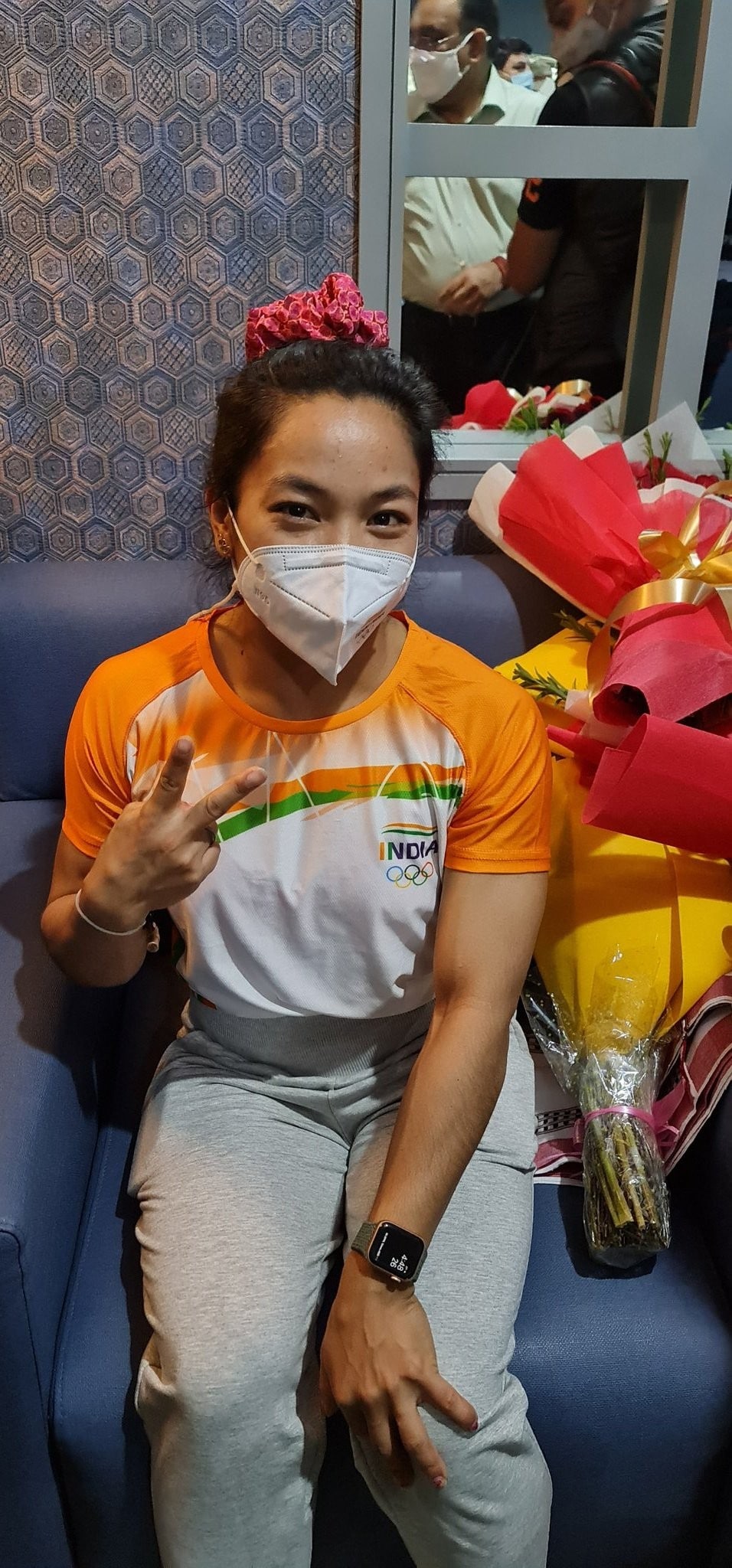 Mirabai Chanu in upveat mood after retunring home from Tokyo 2020 Olympic Games (Twitter)