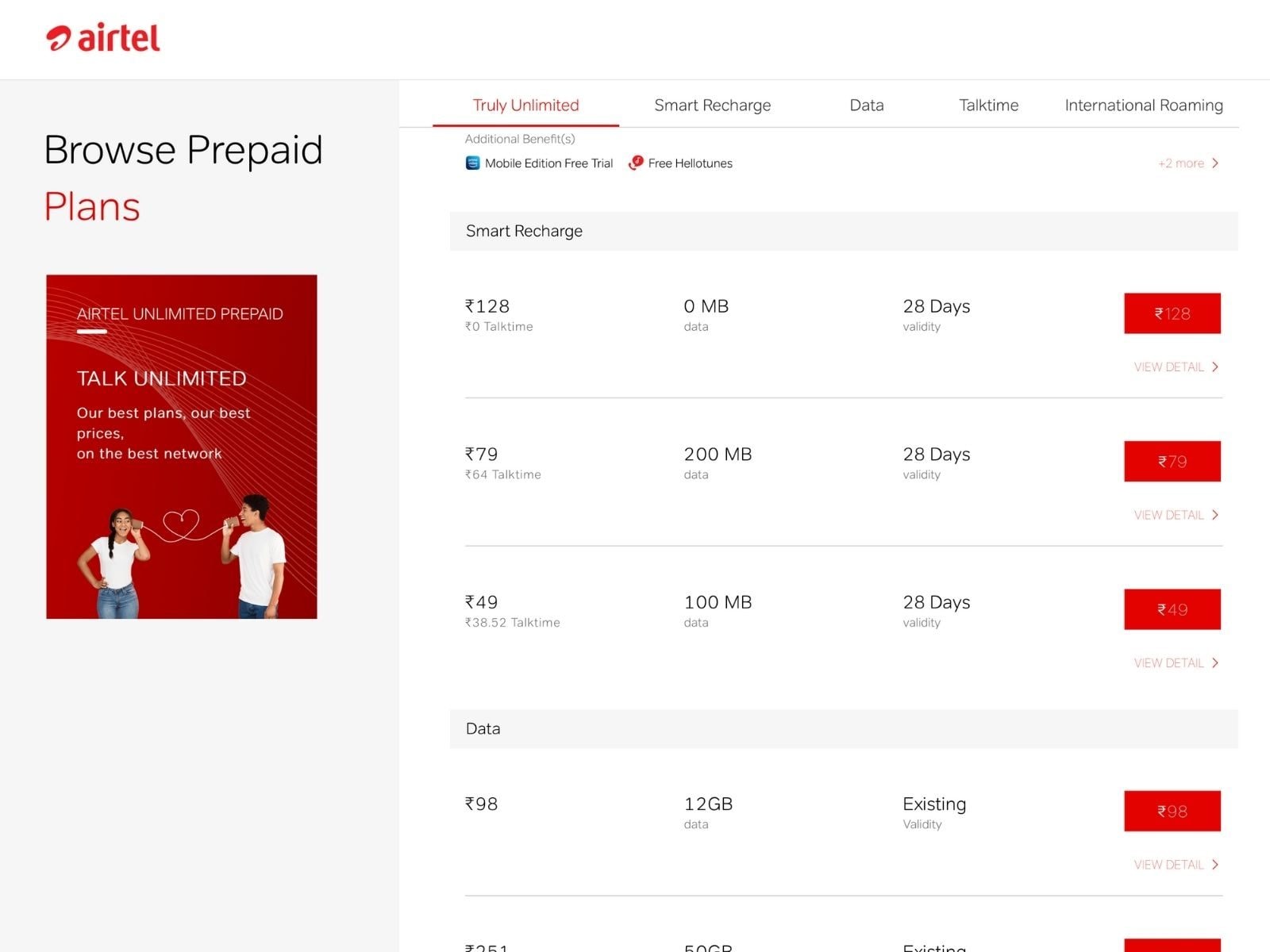 airtel new prepaid plans