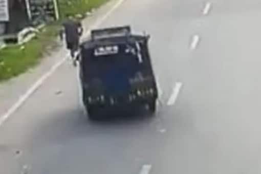 Screen grab of the CCTV footage shows the judge being mowed down. Screen grab of the CCTV footage shows the judge being mowed down.