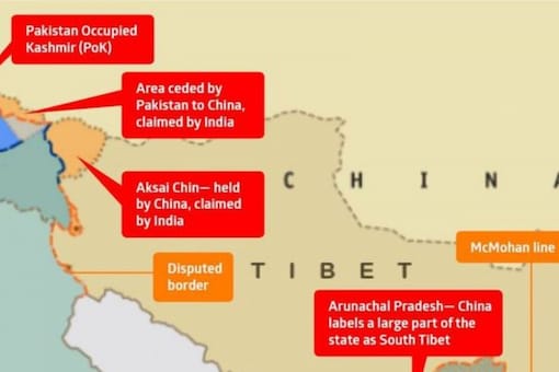 China claims the northeastern Indian state of Arunachal Pradesh as part of South Tibet, which India has strongly rejected.  (image News18 Creative)