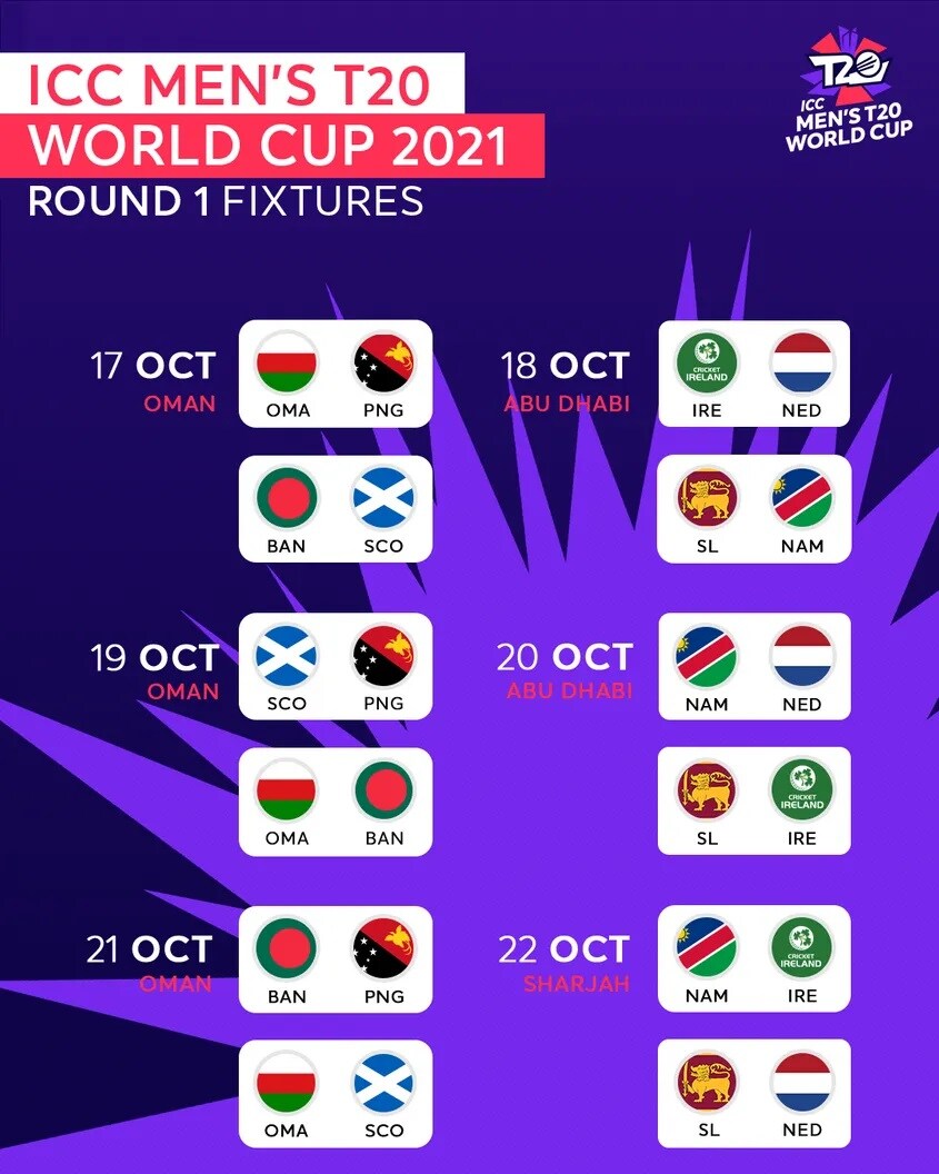 ICC Mens T20 World Cup 2021 Fixtures List Check Out The Full Schedule