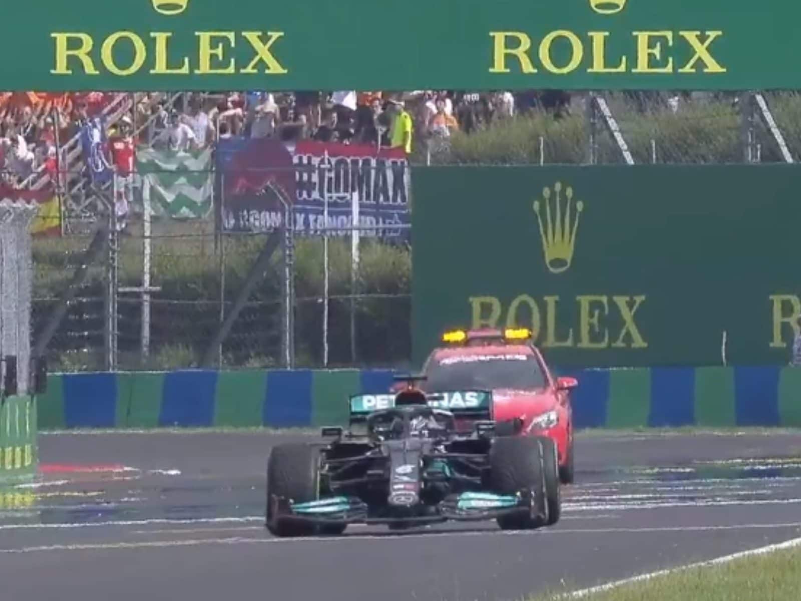 Hamilton Starts Alone on Grid in Bizarre Moment after 1st Lap Crash at Hungarian GP