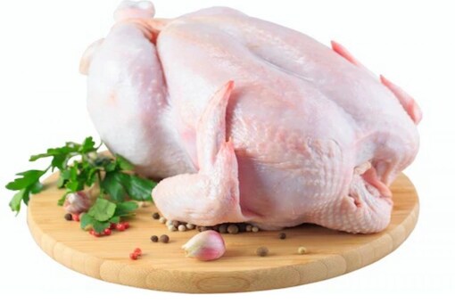 The fresh chicken will always look pink in colour. 