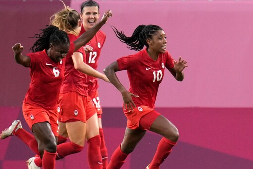 Canada plays Sweden in women's football finals.  (AP photo)