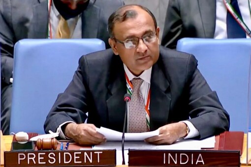The UN Security Council, under the Presidency of India, held an urgent meeting to discuss Afghanistan situation. (Image: Twitter @ambtstirumurti)