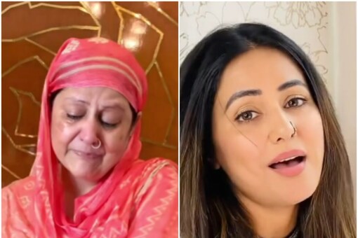 Hina Khan (R) and her mother (L)