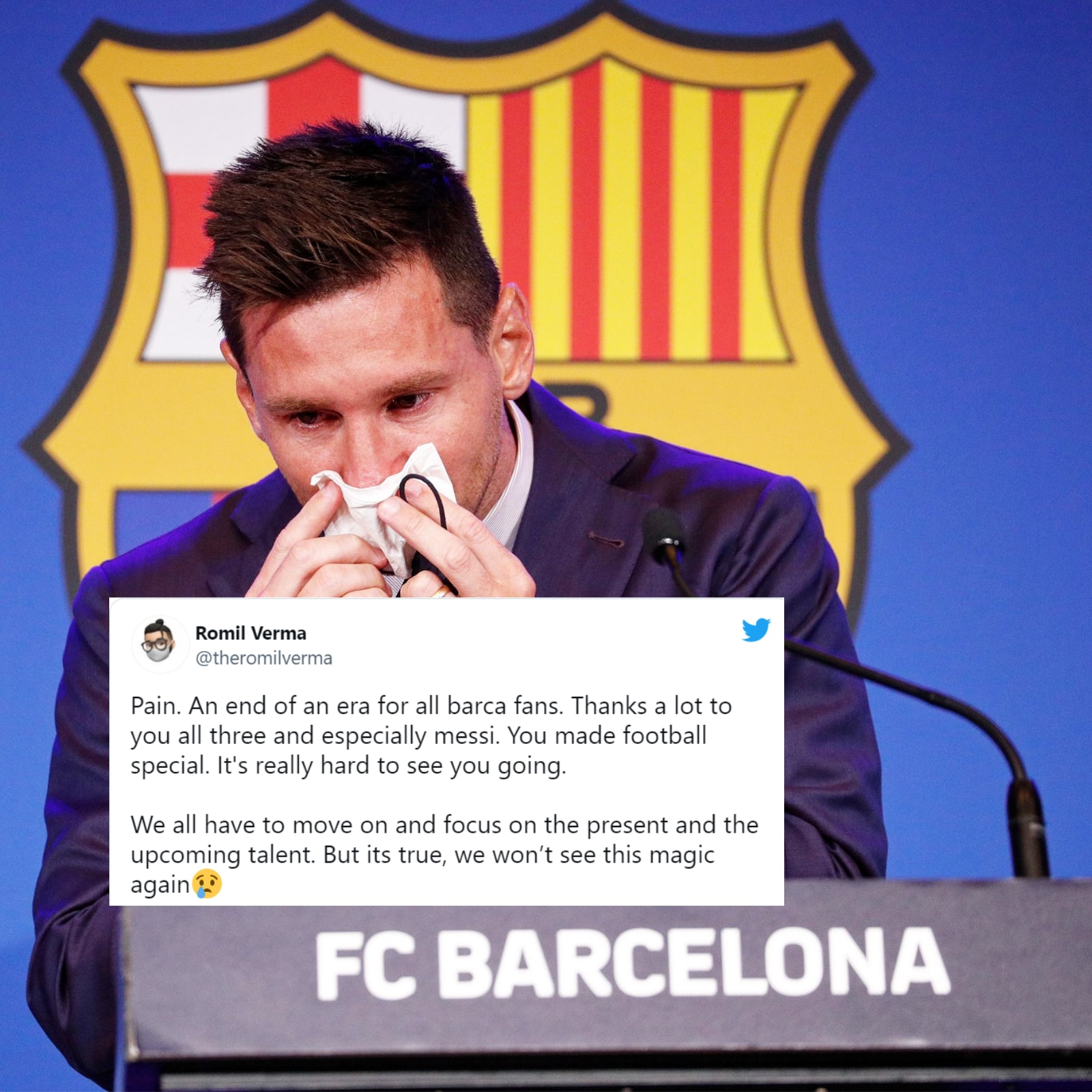 Lionel Messi breaks down in tears in Barcelona FC farewell