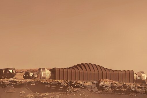 This photo provided by ICON and NASA in August 2021 shows a proposal for the Mars Dune Alpha habitat on Mars. (Credits: AP)