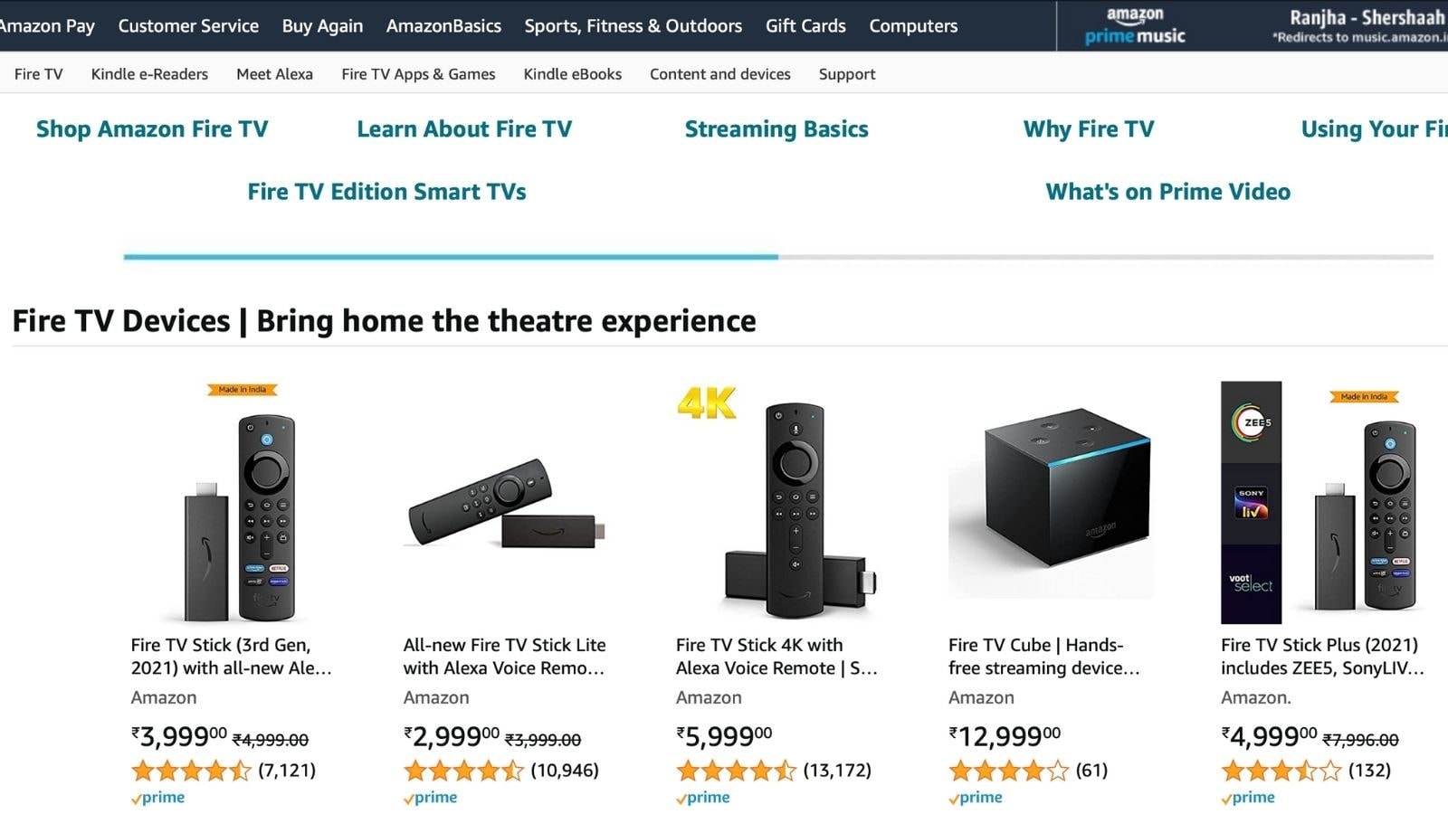 Fire TV Stick 4K Streaming Media Player at Rs 4999