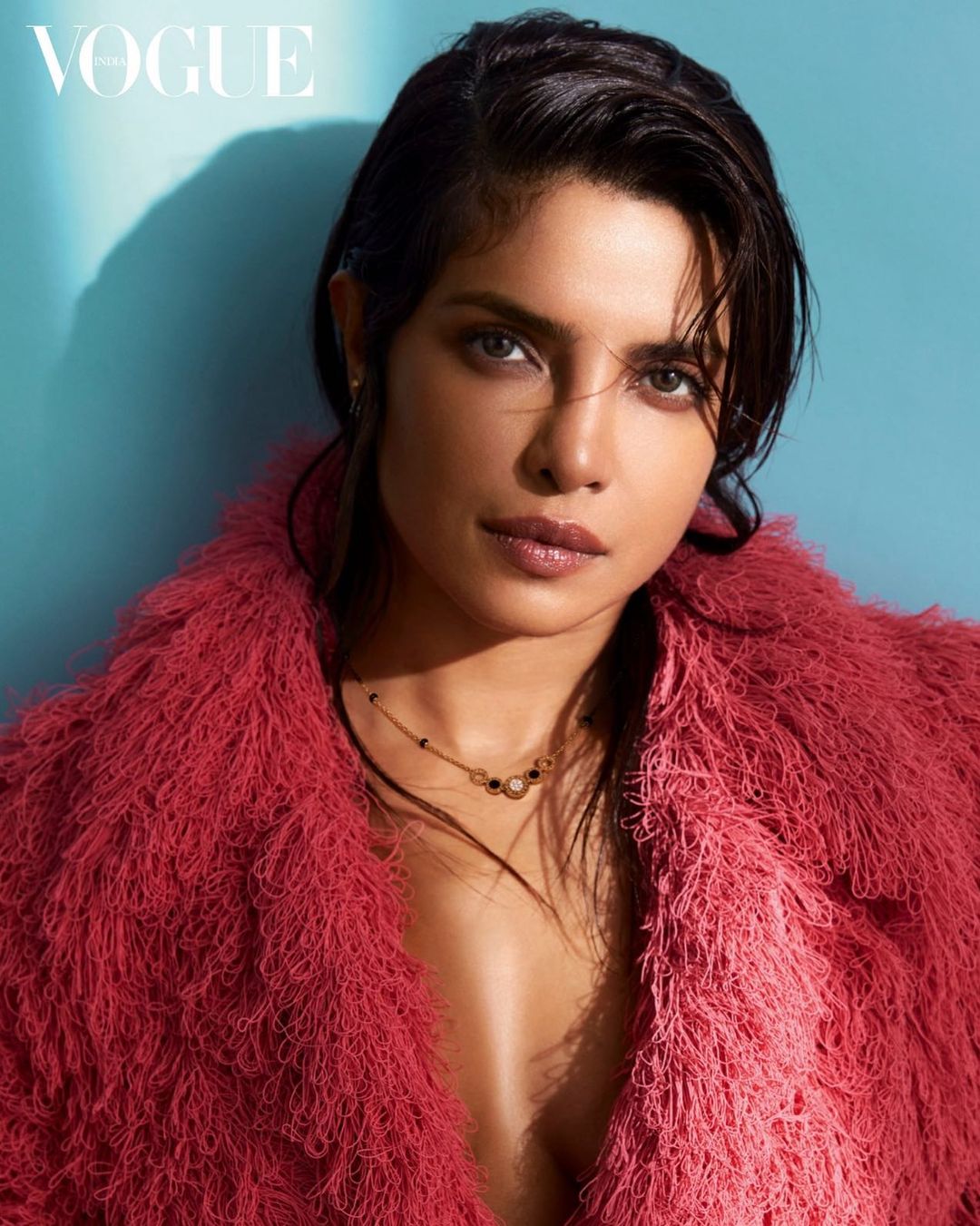Priyanka Chopra Poses In Red For Vogue Magazine S Cover See Her Photos News18