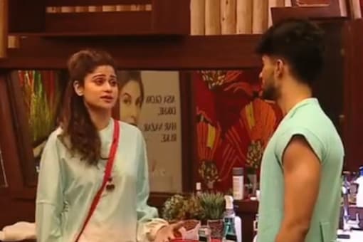 A glimpse of Shamita Shetty and Zeeshan Khan in Bigg Boss OTT house.