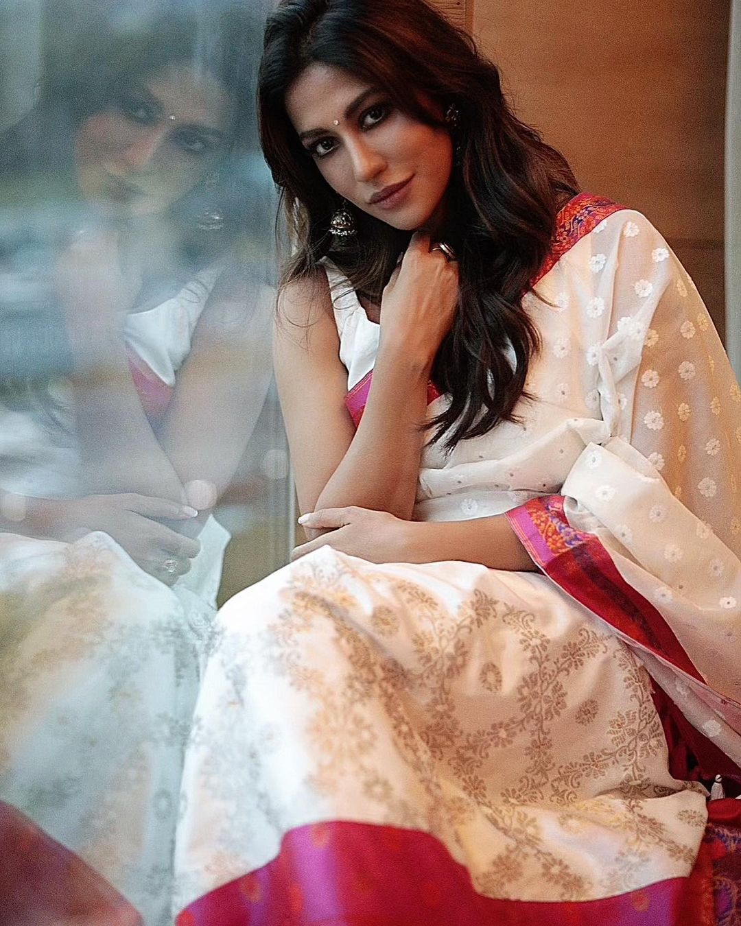 Chitrangda Singh looks elegant in the white saree.