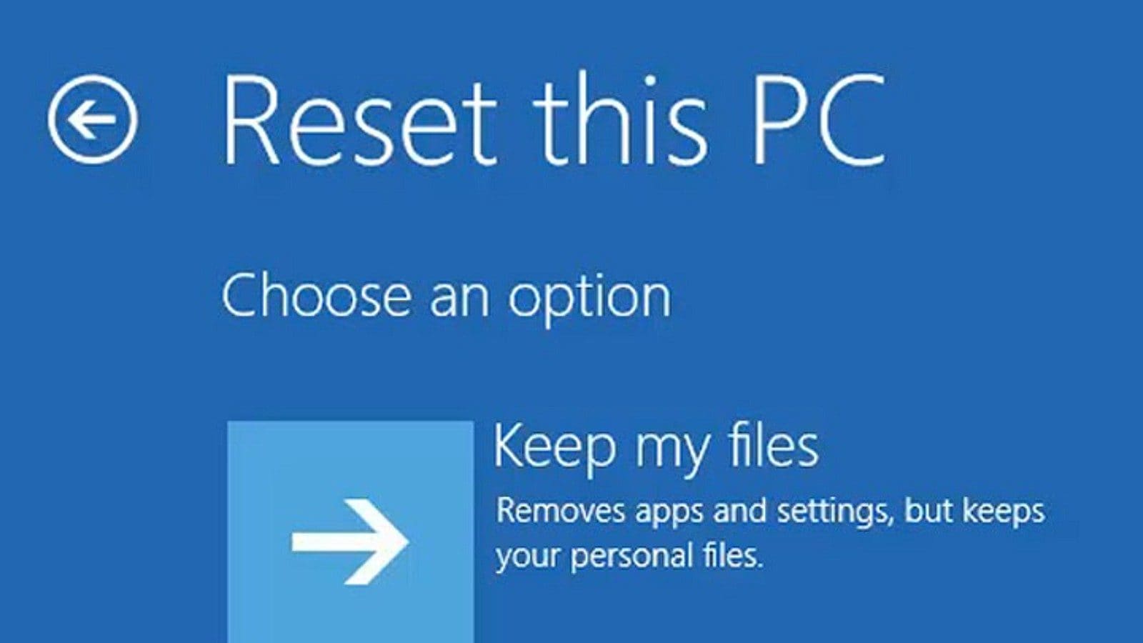 windows reset pc