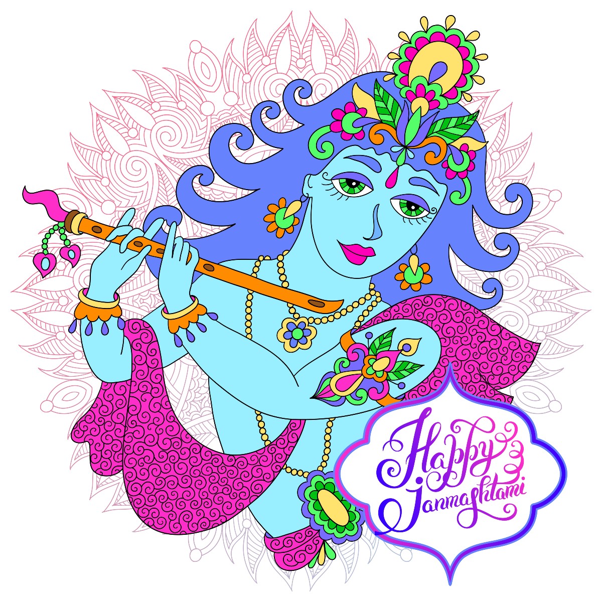 Happy Janmashtami Drawing Traditional Religious Holiday Decoration PNG  Images | PSD Free Download - Pikbest