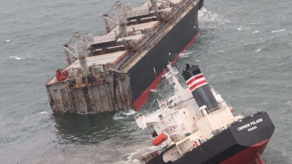 Ship Runs Aground and Snaps in Two Off Japan Coast, Crew Safe