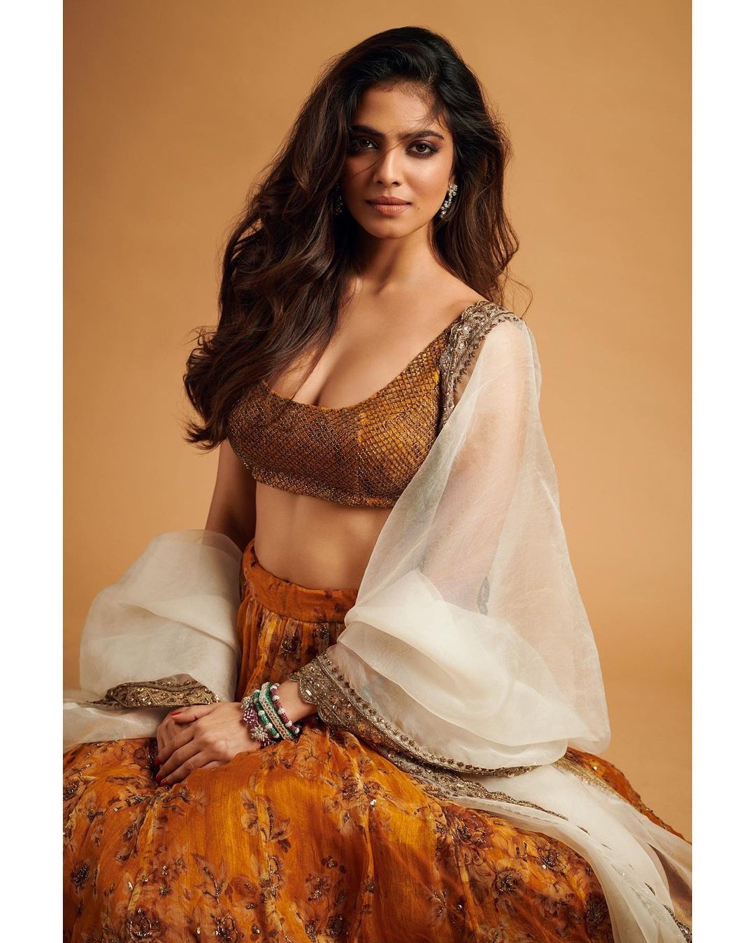 Malavika Mohanan looks breathtaking in the lehenga choli. 