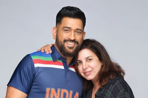 MS Dhoni (left) with choreographer and director Farah Kunder. (Pic Credit: IG/farahkhankunder)