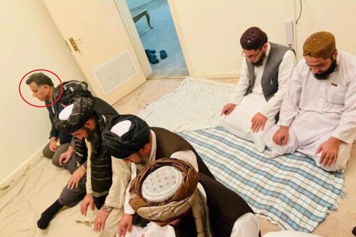 ISI Chief Hameed Faiz (circled in red) with Taliban leaders in Kandahar. (Image: CNN-News18)