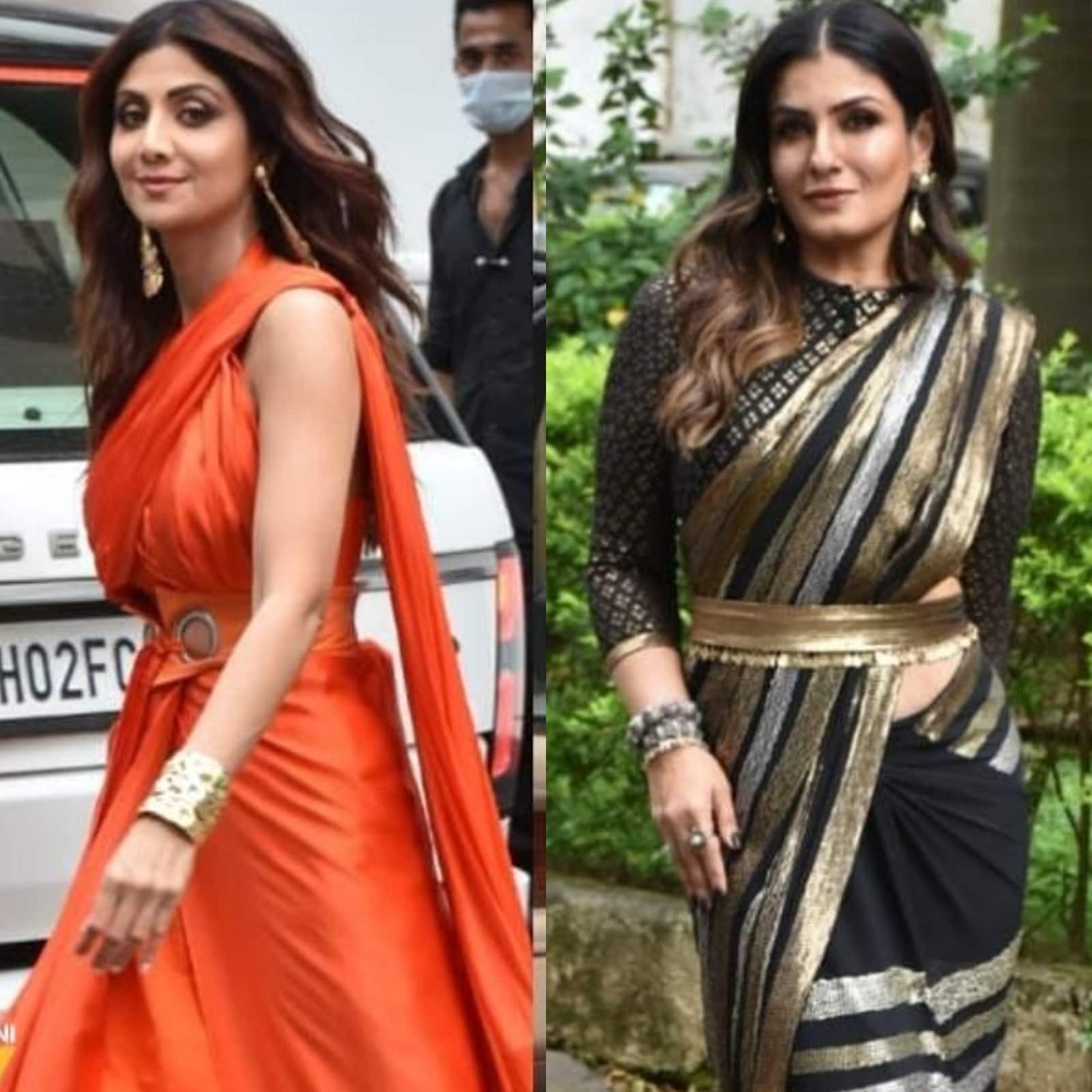 1600px x 1600px - Shilpa Shetty, Raveena Tandon Look Stunning in Sarees on Super Dancer 4  Sets; See Pics