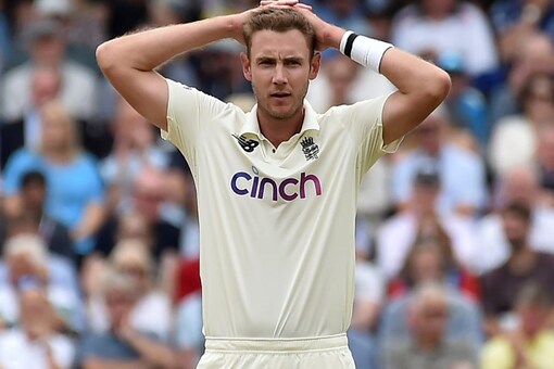 England's Stuart Broad reacts during the first Test (AP)