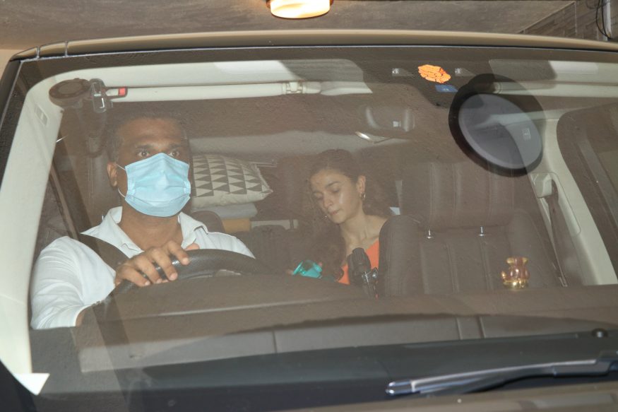 Alia Bhatt seen on her way to a dubbing studio.