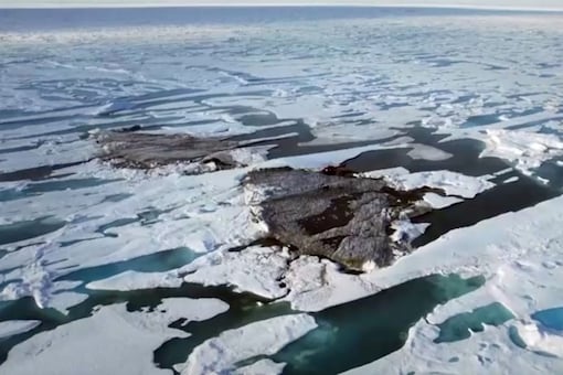 The small island, measuring roughly 30 metres across and a peak of about three metres, consists of seabed mud as well as moraine. (Image: REUTERS) The small island, measuring roughly 30 metres across and a peak of about three metres, consists of seabed mud as well as moraine. (Image: REUTERS)