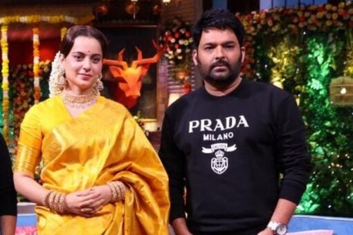 Kangana Ranaut and Kapil Sharma on the sets of The Kapil Sharma Show.