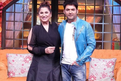 Kapil Sharma and Archana Puran Singh on the sets of The Kapil Sharma Show.