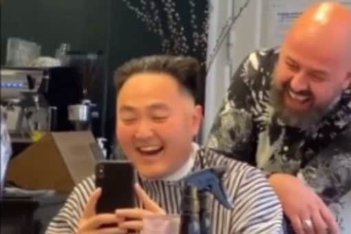 The hairstylist pulled off the cut resembling that of Kim Jong Un with stunning accuracy. (Image: Reddit)