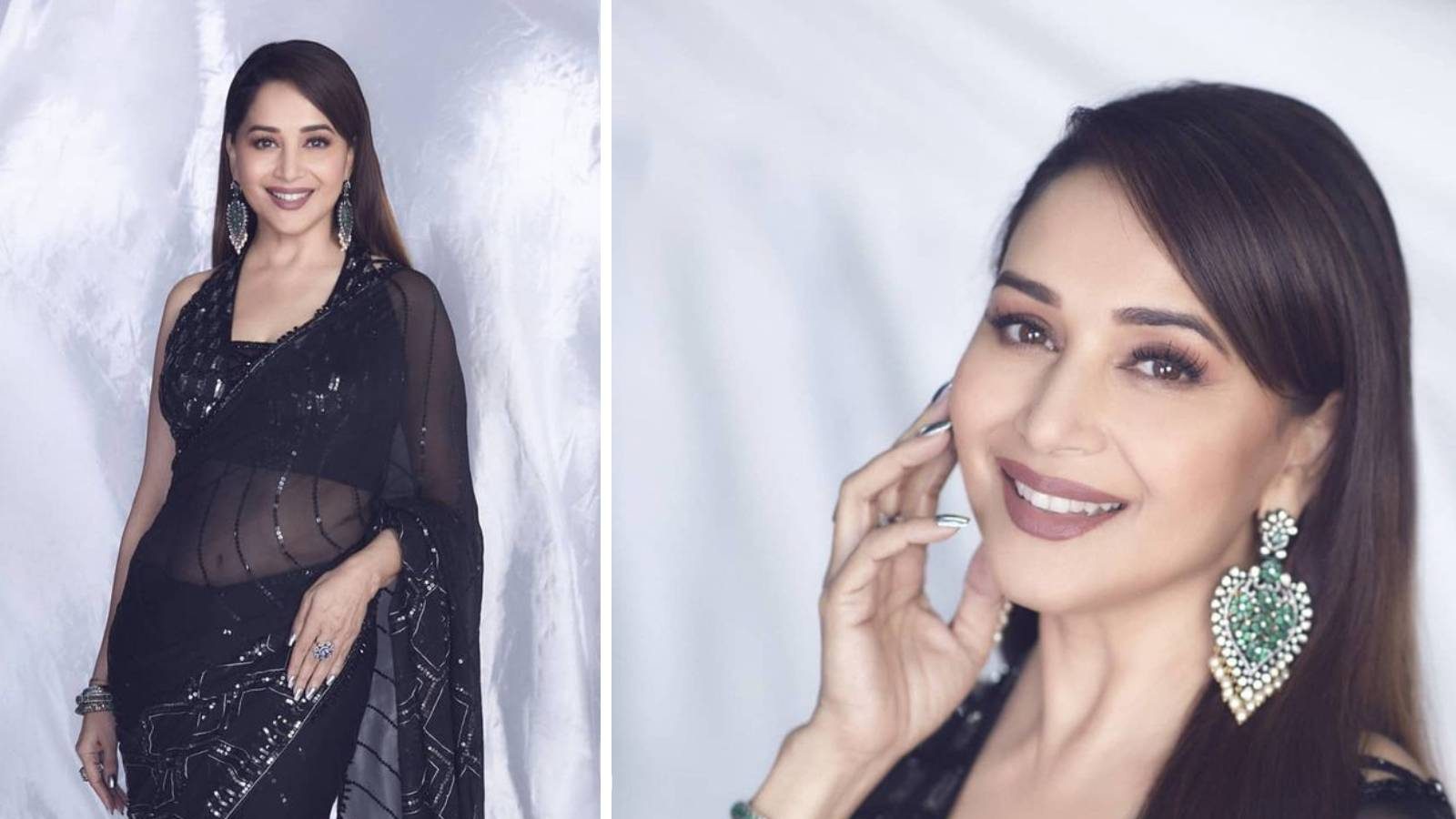 Madhuri Dixit Nene Is The Definition Of Glamour In Sheer Black Saree ...