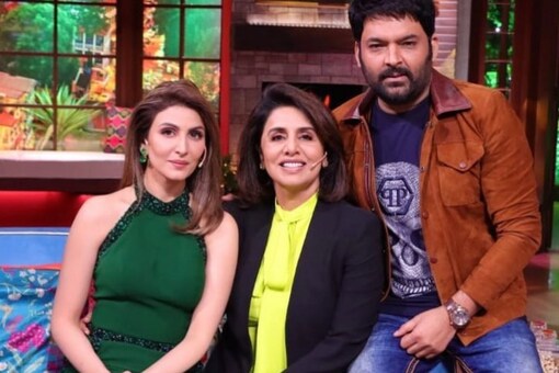 Neetu Kapoor, Riddhima Kapoor Sahni and Kapil Sharma on the sets of The Kapil Sharma Show.