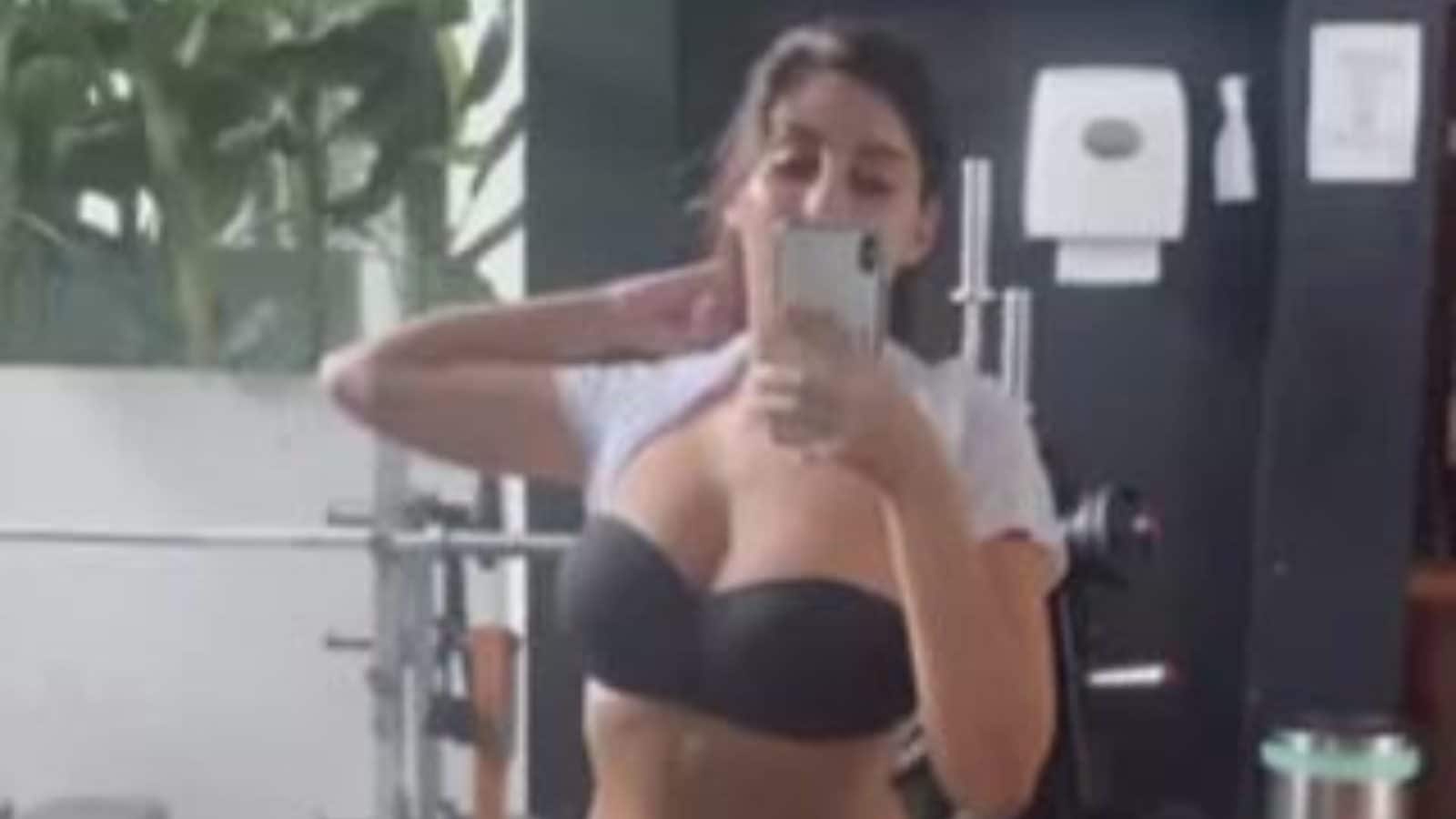 Nora Fatehi Flaunts Her Gorgeous Curves in Black Sports Bra and Neon Shorts
