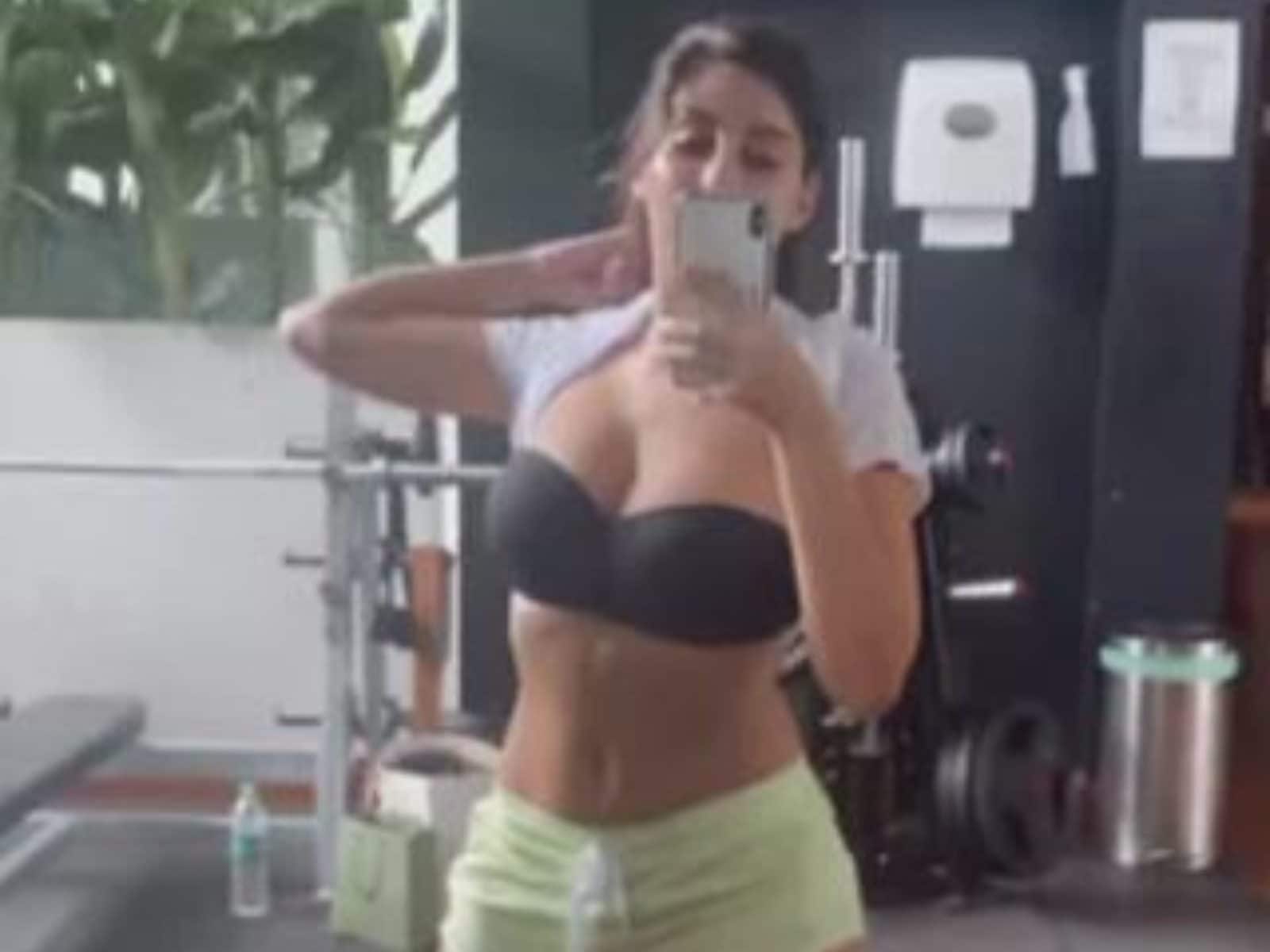 Nora Fatehi Flaunts Her Gorgeous Curves in Black Sports Bra and