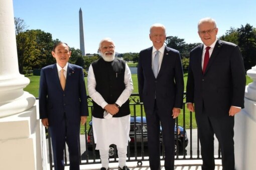 Leaders of the US, India, Japan and Australia met for the Quad summit in Washington DC on Sept 25, 2021 (Image: PMO Twitter)