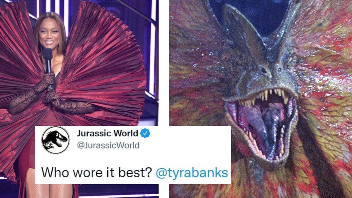 Tyra Banks or Dilophosaurus, Who Wore it Better? Jurassic World Gets Fans to Vote