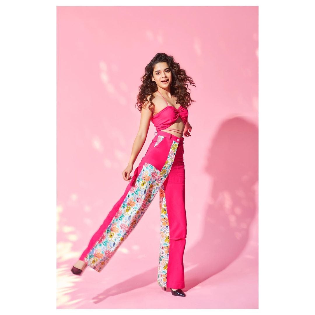 Mithila Palkar In Oriental Bird Print Corset Gown