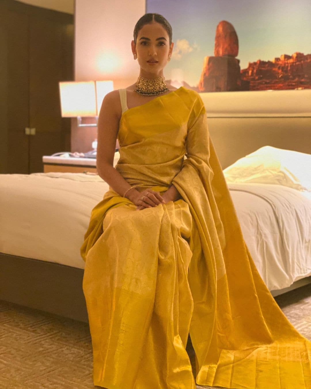 Golden Fancy Sequence Work Saree