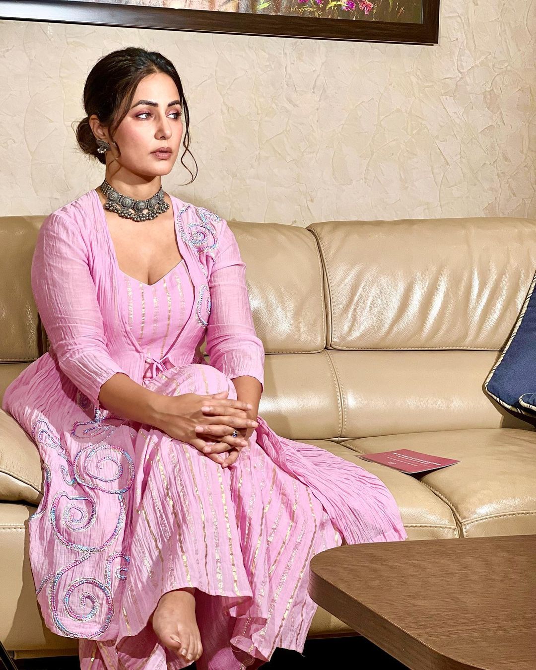 Hina Khan Long Pink Dress