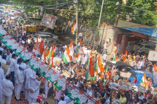 Delhi Pradesh Congress Committee commenced the 'Pol Khol Yatra' on Oct 25, 2021. (File photo: @alimehdi_inc/Twitter)
