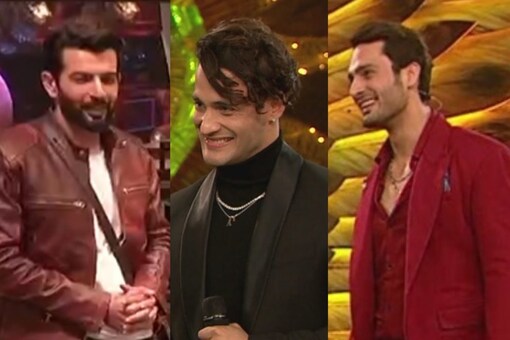 Jay Bhanushali, Asim Riaz and Umar Riaz (L-R) on Bigg Boss 15.