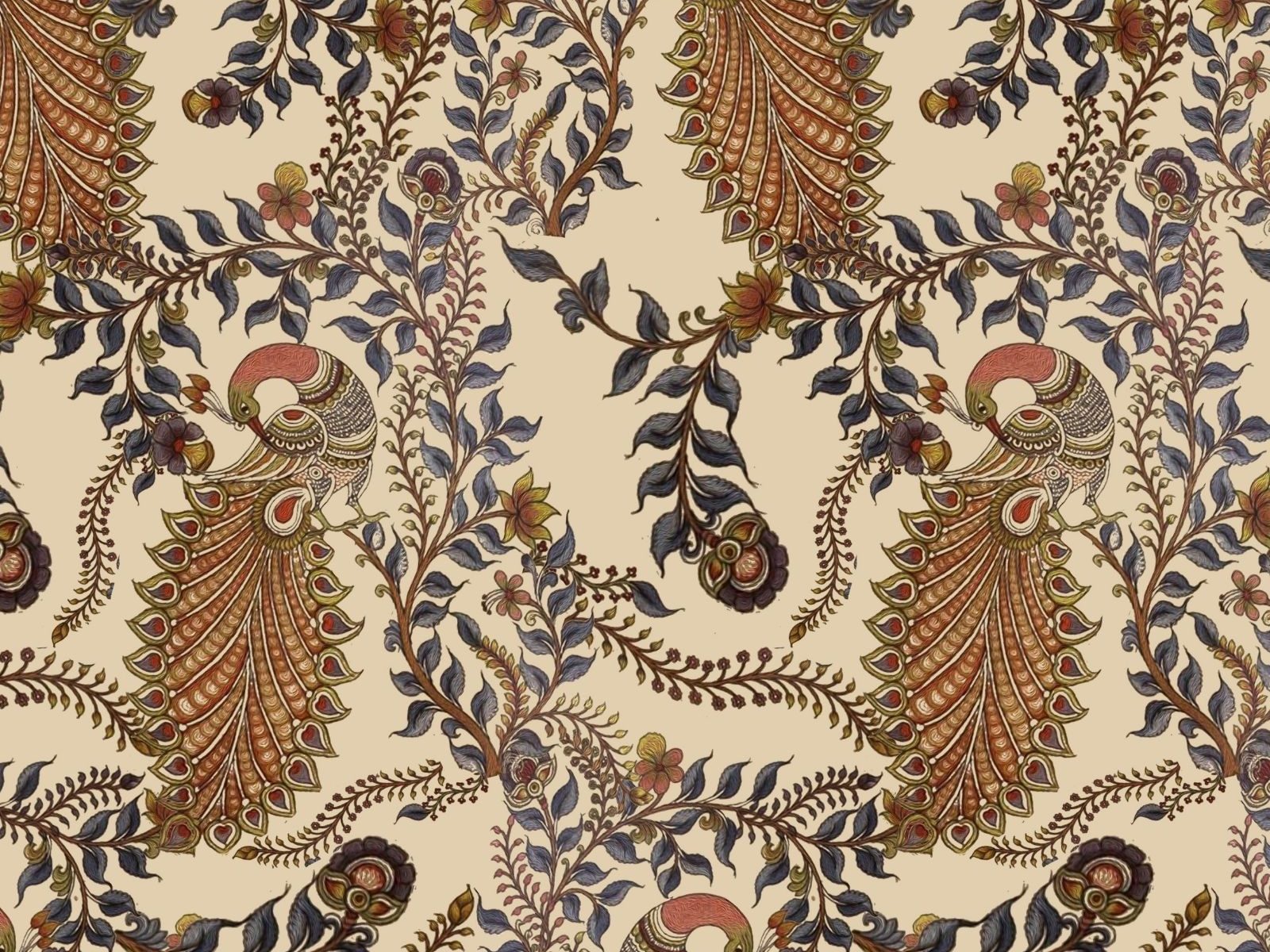 wallpaper kalamkari Pattern Digital printed French Crepe fabric   Tailoringindia
