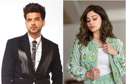 During a task, Karan Kundrra (L) believes being called 'claseless' by Shamita Shetty and addresses her as 'aunty' 
