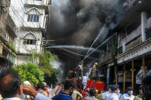 A major fire broke out at a four-storey building at Colootala area in Kolkata on Monday. (Image: PTI Photo)