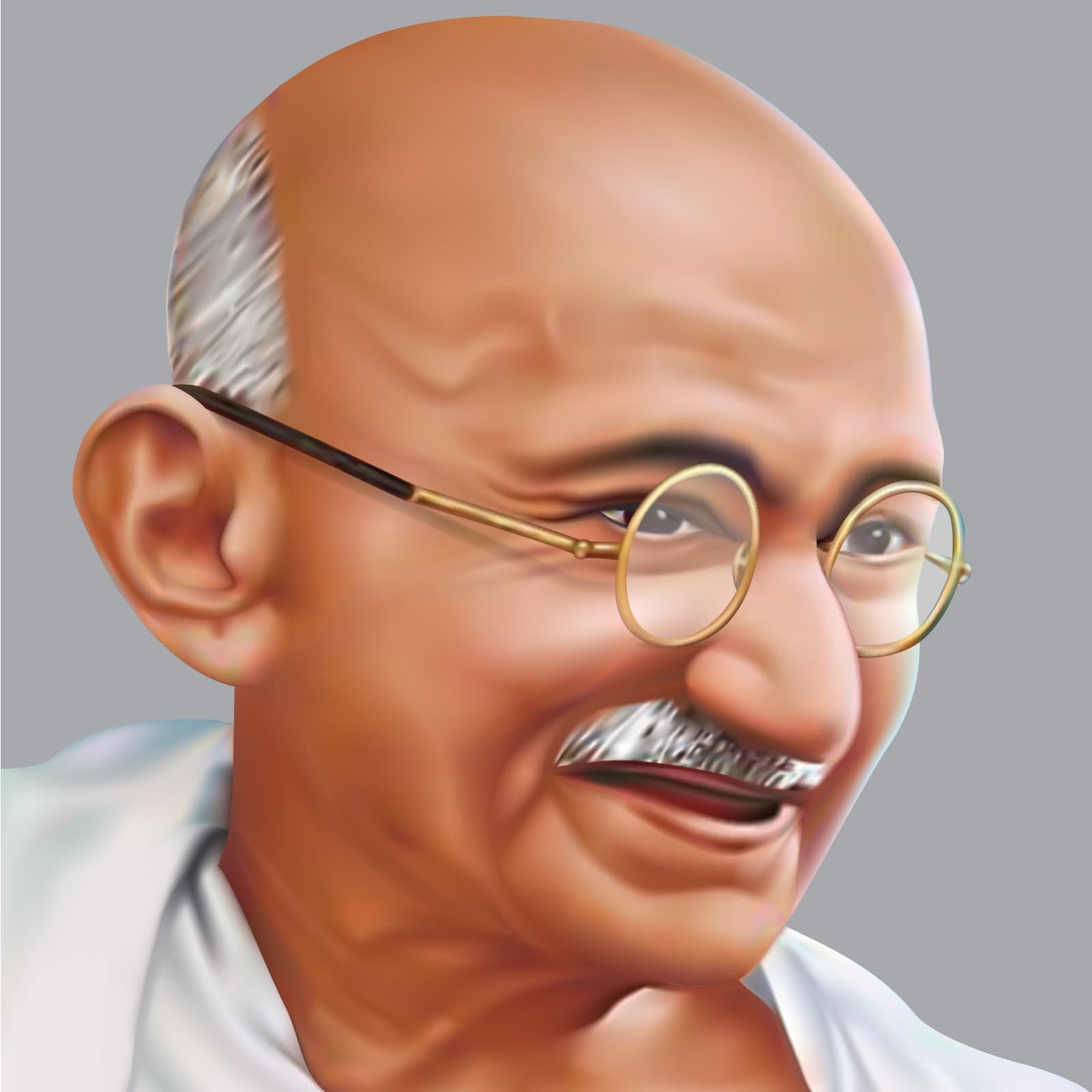 Gandhi, Drawing by Flávio Miranda | Artmajeur