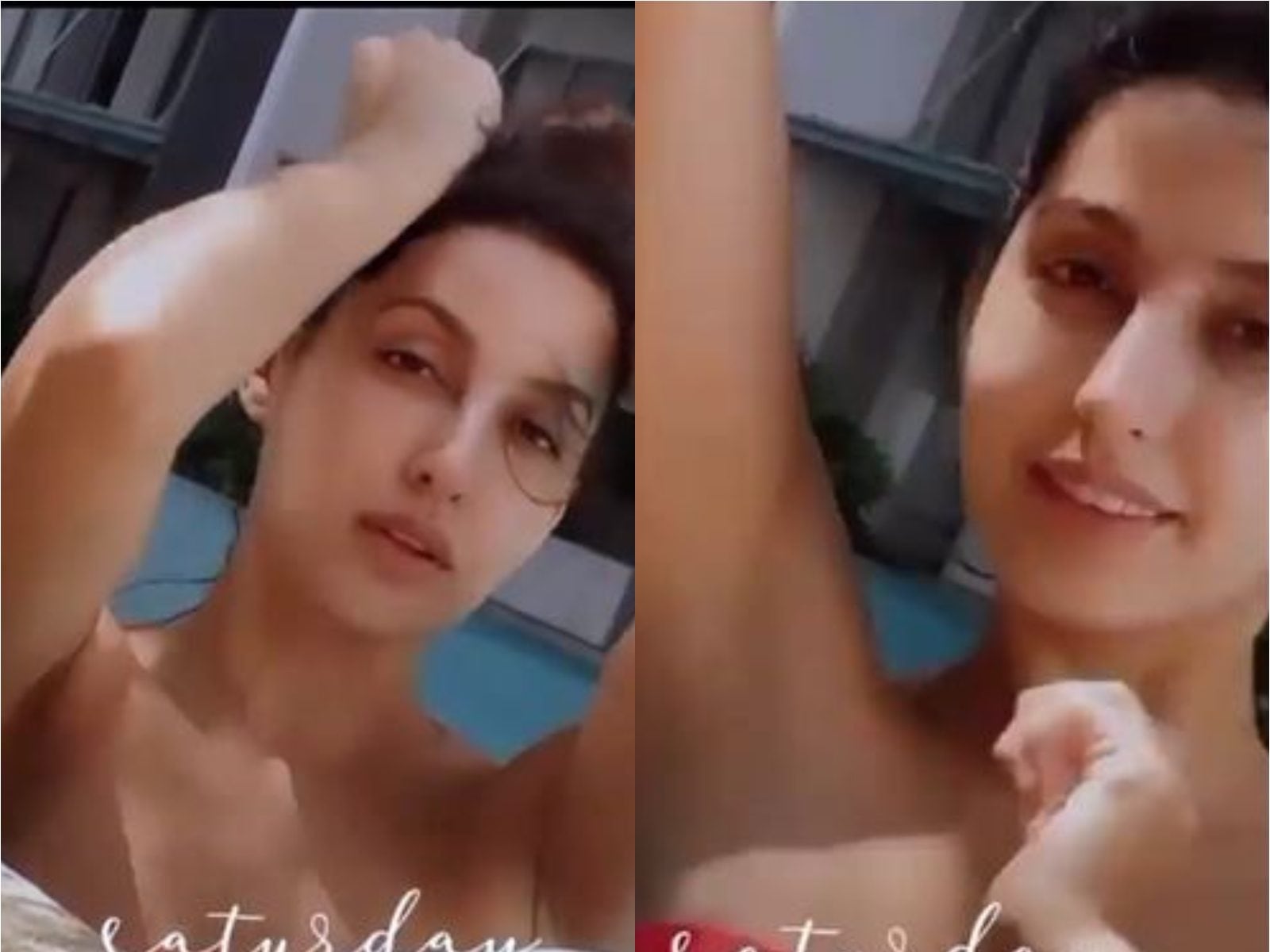 Sunakhi Sena Sex - Nora Fatehi Chills By the Pool With Mystery Man in Off-Shoulder Bikini;  Video Goes Viral - News18